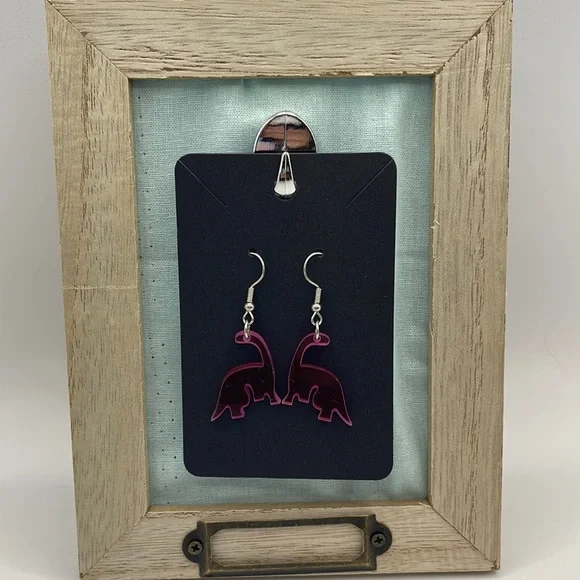 Super cute pink dinosaur fashion earrings NEW - Picture 2 of 8